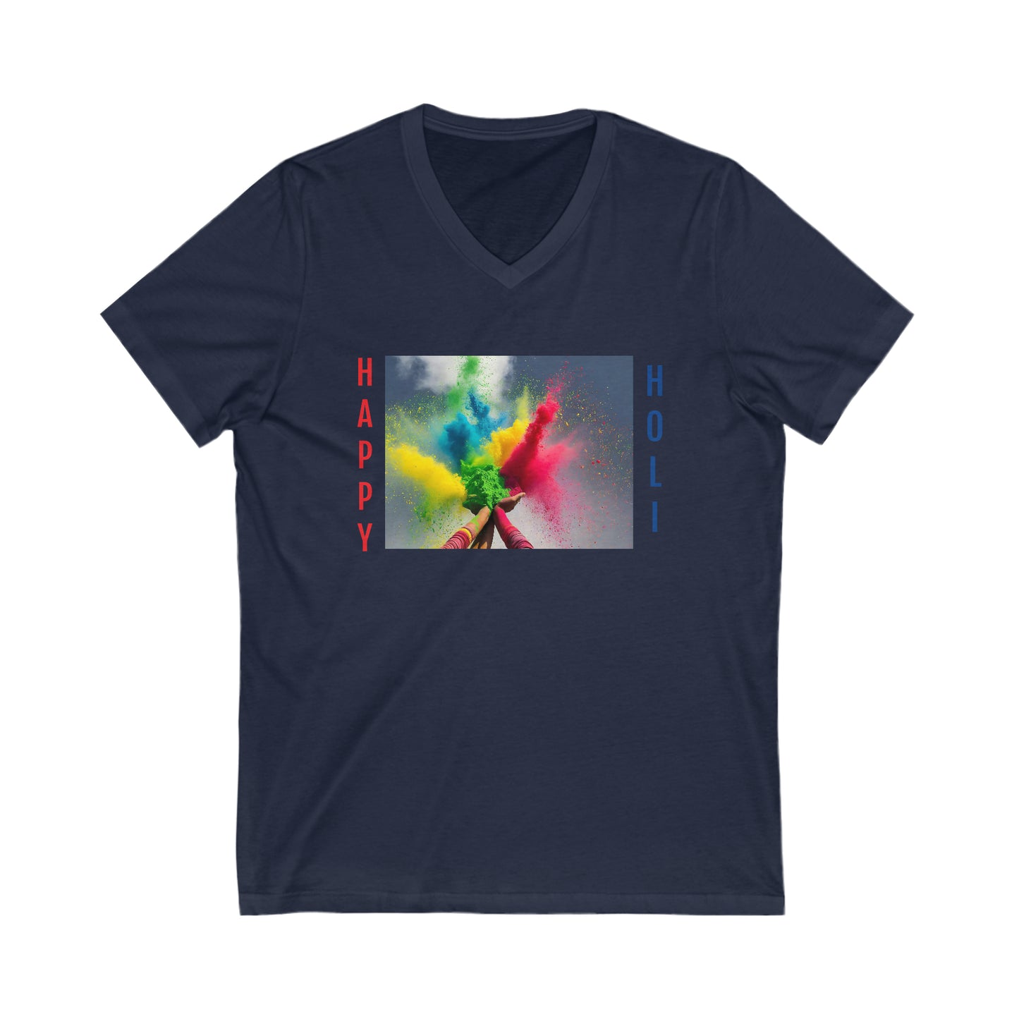 Happy Holi Short Sleeve V-Neck Tee