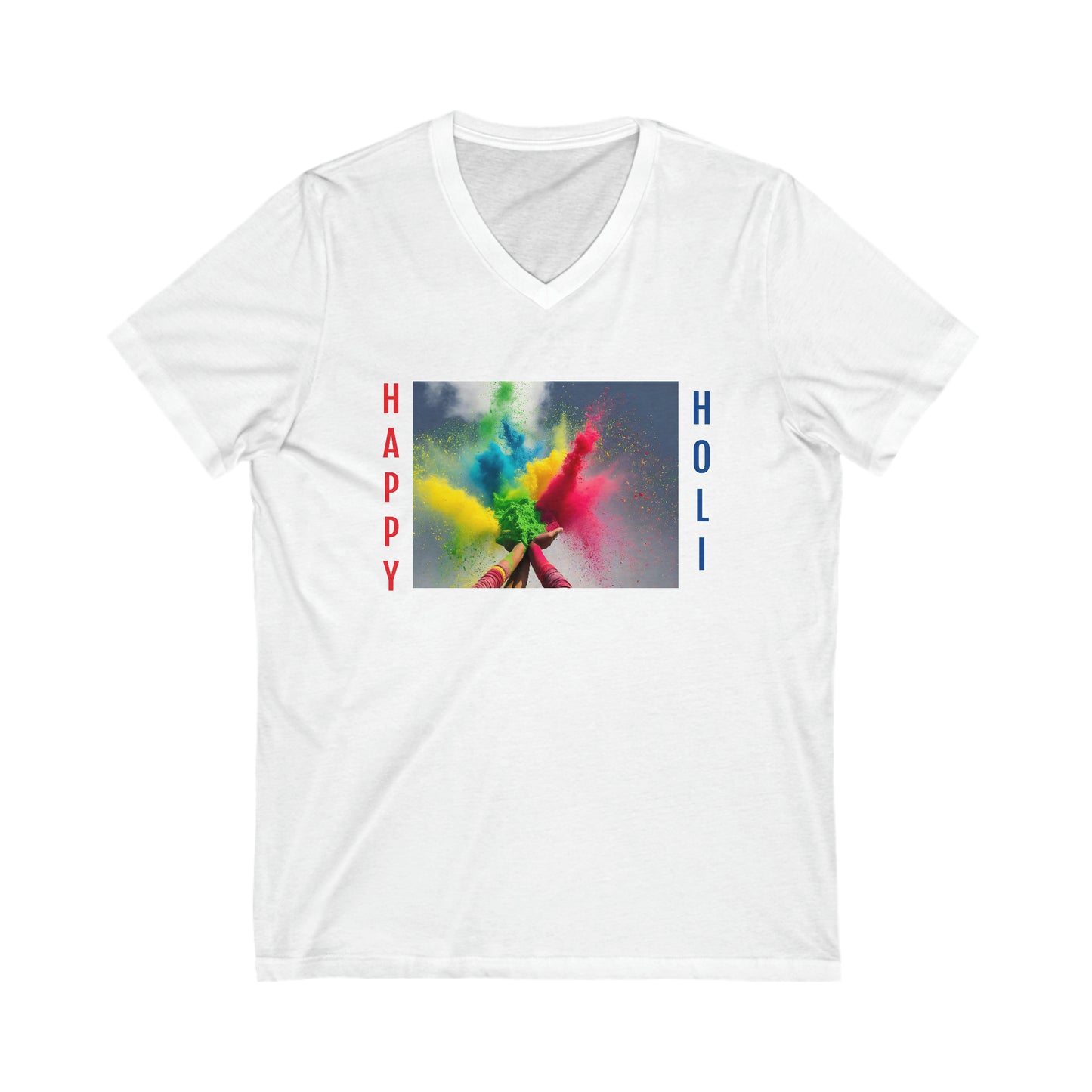 Happy Holi Short Sleeve V-Neck Tee