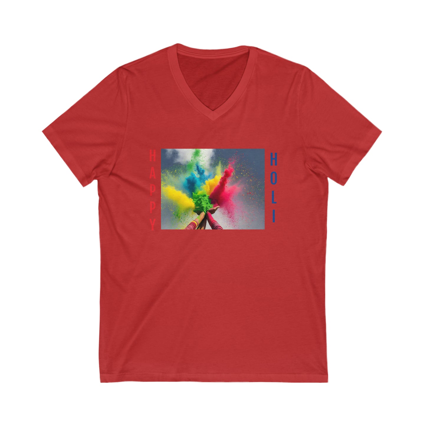 Happy Holi Short Sleeve V-Neck Tee