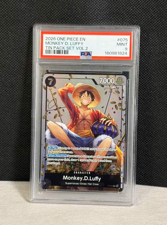 Monkey D. Luffy #075 PSA 9 Mint - 2026 One Piece Promos Tin Pack Set Vol.2